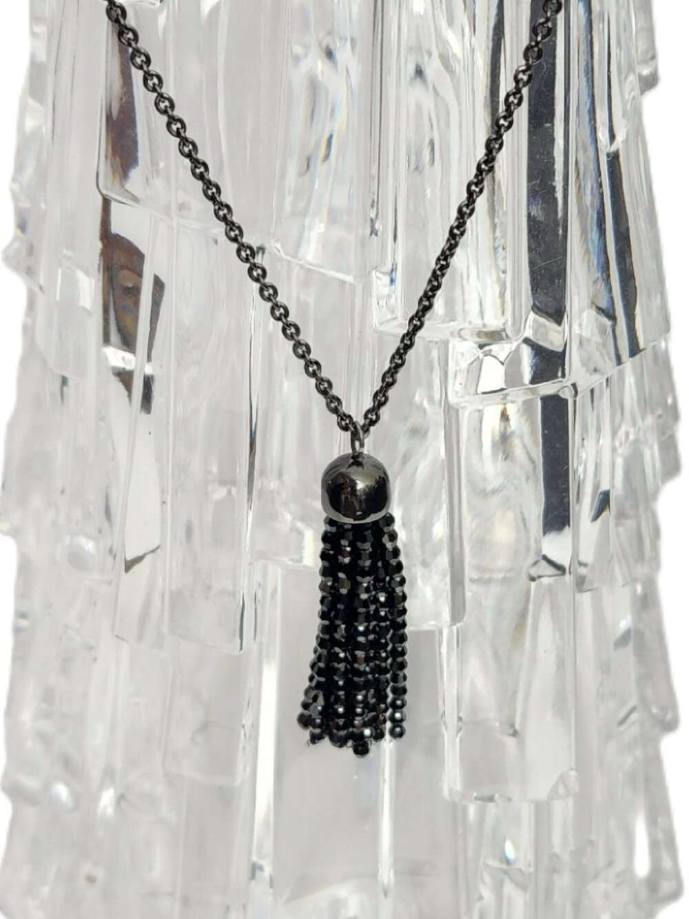 Swarovski Special Collection Long Tassle Pendant W/Jet Crystal View 2